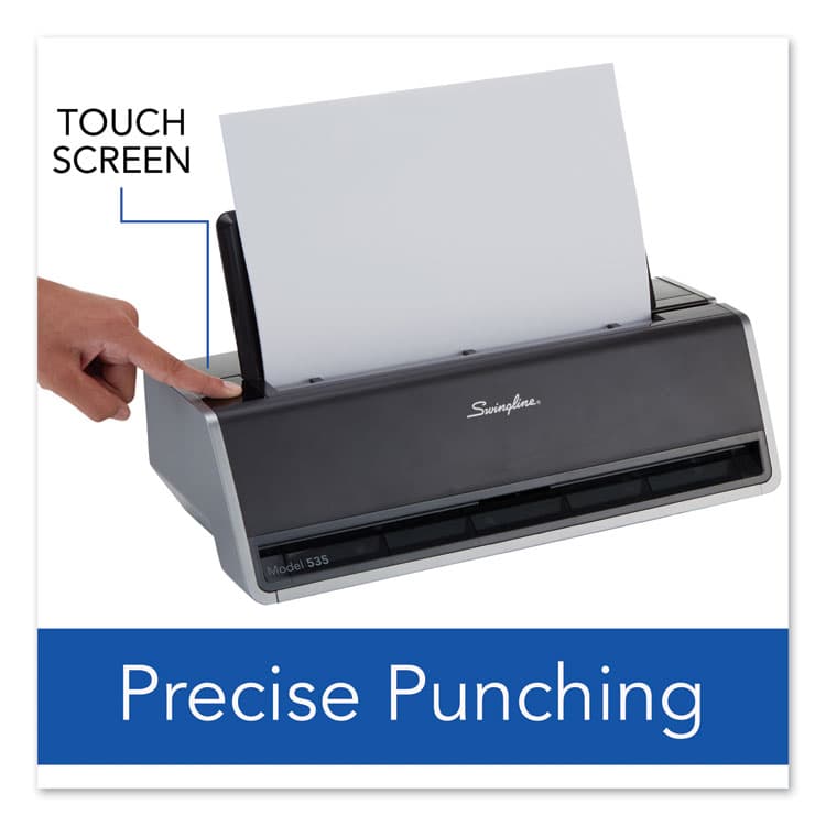 ACCO BRANDS, . 28-Sheet Commercial Electric Three-Hole Punch, 9/32" Holes, Black/Silver (SWI74535) thumbnail 4