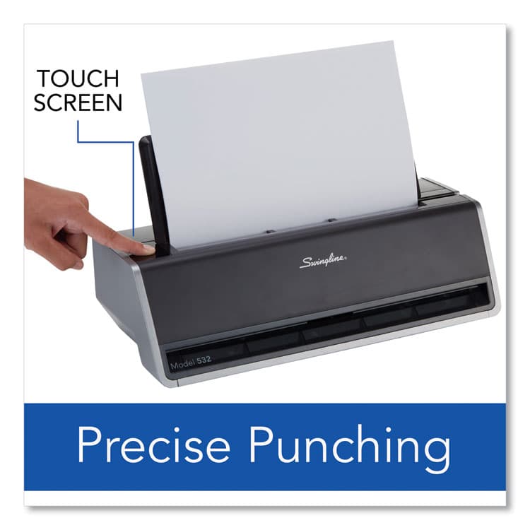 ACCO BRANDS, . 28-Sheet Commercial Electric Two-Hole Punch, Fixed 9/32" Holes, Black/Silver (SWI74532) thumbnail 4