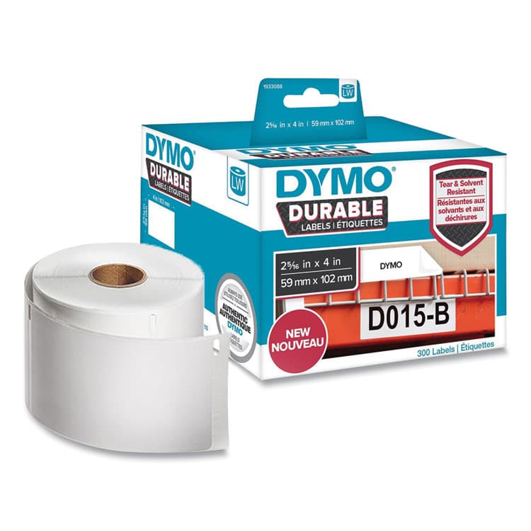 DYMO LW Durable Multi-Purpose Labels, 2.31" x 4", White, 300 Labels/Roll (DYM1933088EA)