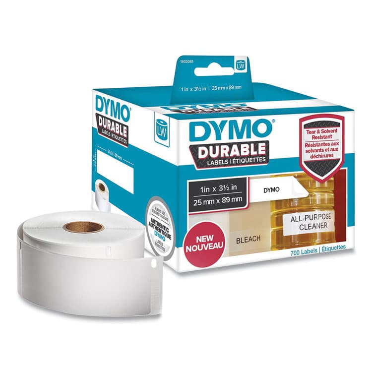 DYMO LW Durable Multi-Purpose Labels, 1" x 3.5", White, 700 Labels/Roll (DYM1933081EA)