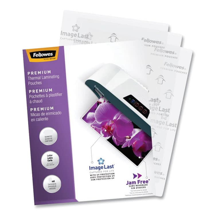 FELLOWES MFG. CO. ImageLast Laminating Pouches with UV Protection, 5 mil, 9" x 11.5", Gloss Clear, 60/Pack (FEL5288001)