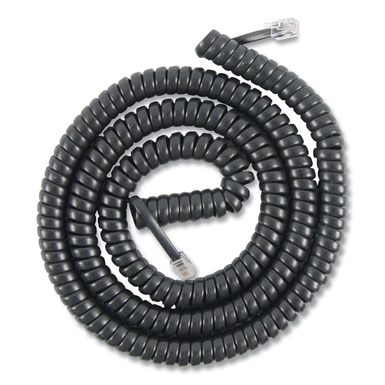 JASCO PRODUCTS COMPANY Coiled Phone Cord, Plug/Plug, 12 ft, Black (PWG2763986177)