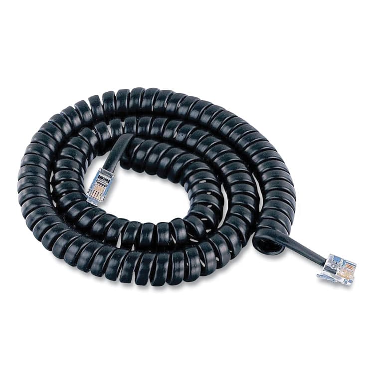 JASCO PRODUCTS COMPANY Coiled Phone Cord, Plug/Plug, 12 ft, Black (PWG2763986177) thumbnail 2