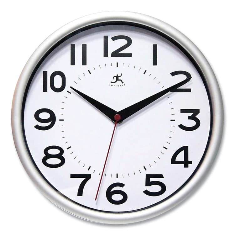 INFINITY INSTRUMENTS LTD Metro Wall Clock, 9" Diameter, Silver Case, 1 AA (sold separately) (IFM14220SV3364)