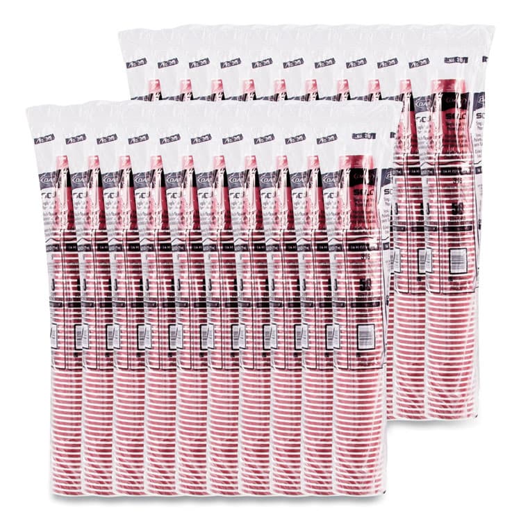 DART Paper Hot Drink Cups in Bistro Design, 16 oz, Maroon, 1,000/Carton (SCC316SI) thumbnail 2