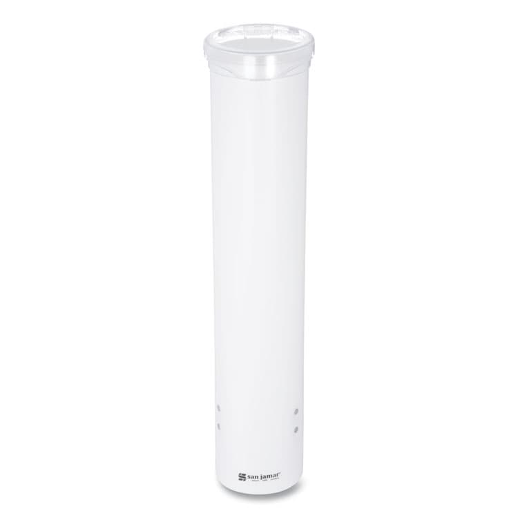 CFS BRANDS Small Pull-Type Water Cup Dispenser, For 5 oz Cups, White (SJMC4160WH)
