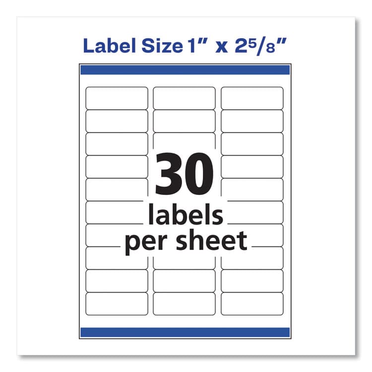 AVERY PRODUCTS CORPORATION Easy Peel White Address Labels w/ Sure Feed Technology, Inkjet Printers, 1 x 2.63, White, 30/Sheet, 25 Sheets/Pack (AVE8160) thumbnail 2