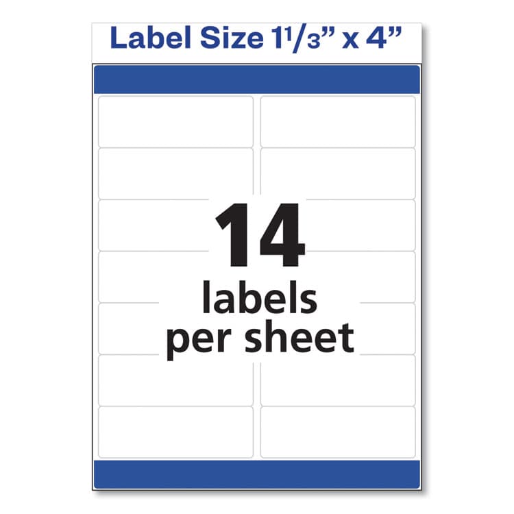 AVERY PRODUCTS CORPORATION Easy Peel White Address Labels w/ Sure Feed Technology, Inkjet Printers, 1.33 x 4, White, 14/Sheet, 100 Sheets/Box (AVE8462) thumbnail 2
