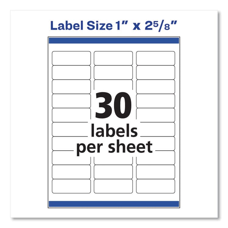 AVERY PRODUCTS CORPORATION Easy Peel White Address Labels w/ Sure Feed Technology, Laser Printers, 1 x 2.63, White, 30/Sheet, 25 Sheets/Pack (AVE5260) thumbnail 2