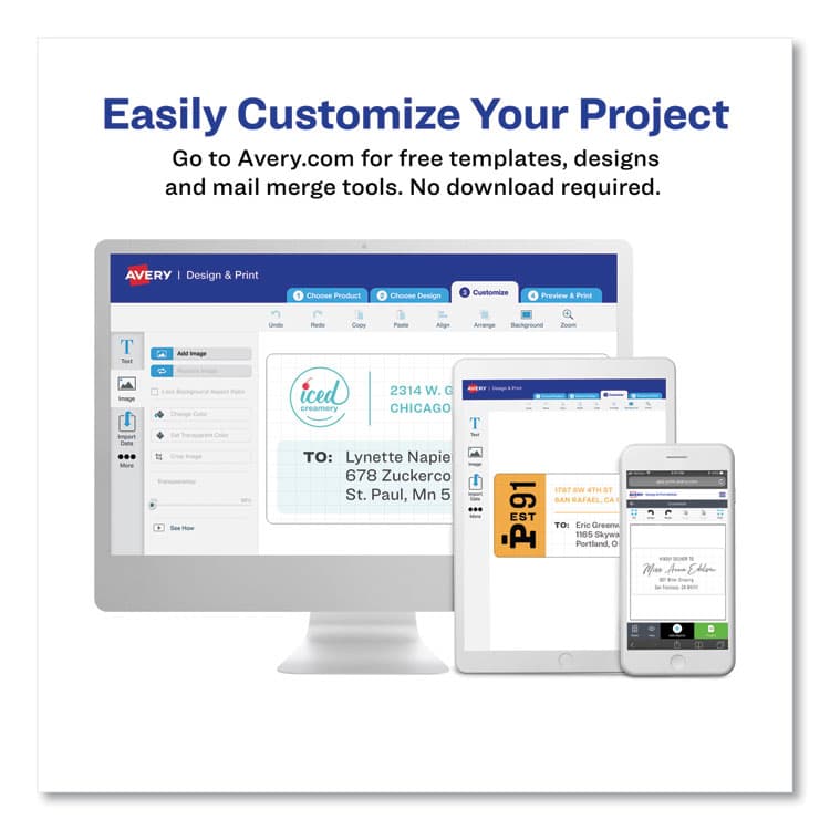 AVERY PRODUCTS CORPORATION Easy Peel White Address Labels w/ Sure Feed Technology, Laser Printers, 1 x 4, White, 20/Sheet, 100 Sheets/Box (AVE5161) thumbnail 3