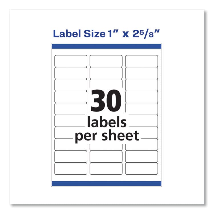 AVERY PRODUCTS CORPORATION Easy Peel White Address Labels w/ Sure Feed Technology, Inkjet Printers, 1 x 2.63, White, 30/Sheet, 100 Sheets/Box (AVE8460) thumbnail 2