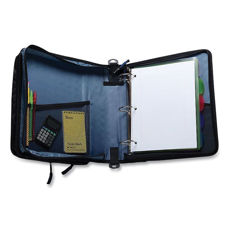 CASE IT Universal Zipper Binder, 3 Rings, 2" Capacity, 11 x 8.5, Black (CAELT007BLACK) thumbnail 3