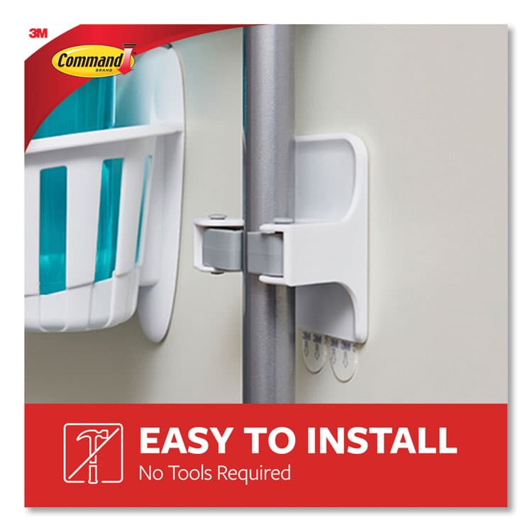 3M/COMMERCIAL TAPE DIV. Broom Gripper, 3.12w x 1.85d x 3.34h, White/Gray, 2 Grippers/4 Strips (MMM17007HW2ES) thumbnail 3