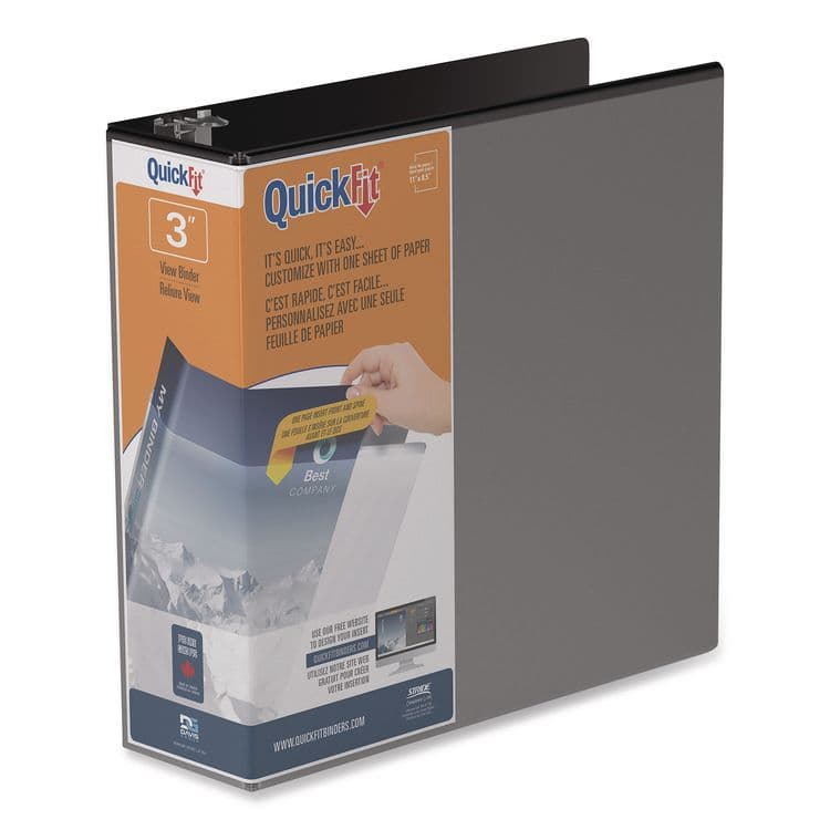 STRIDE WRITING QuickFit D-Ring View Binder, 3 Rings, 2" Capacity, 11 x 8.5, Black (STW87031)