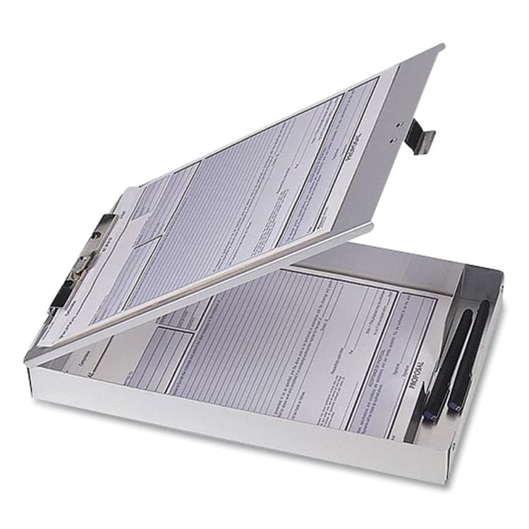 OFFICEMATE INTERNATIONAL CORP. Aluminum Storage Clipboard, Holds 8.5 x 12 Sheets, Silver (OIC83200) thumbnail 2