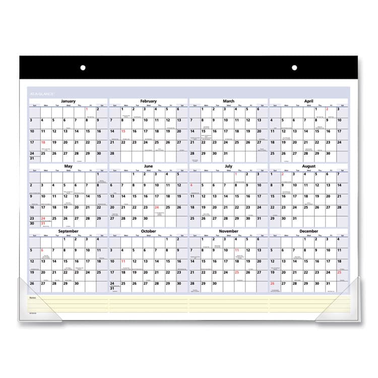 AT-A-GLANCE QuickNotes Desk Pad, 22 x 17, White/Blue/Yellow Sheets, Black Binding, Clear Corners, 13-Month: Jan 2026 to Jan 2027 (AAGSK70000) thumbnail 2