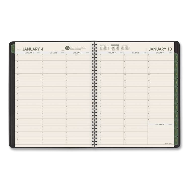 AT-A-GLANCE Recycled Weekly Vertical-Column Format Appointment Book, 8.75 x 7, Black Cover, 12-Month (Jan to Dec): 2026 (AAG70951G05) thumbnail 2
