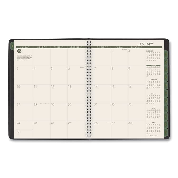 AT-A-GLANCE Recycled Weekly Vertical-Column Format Appointment Book, 8.75 x 7, Black Cover, 12-Month (Jan to Dec): 2026 (AAG70951G05) thumbnail 3
