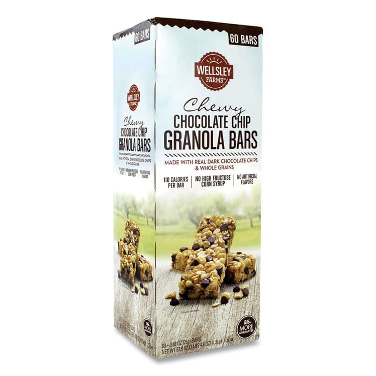 BJS WHOLESALE CLUB Chewy Chocolate Chip Granola Bars, 0.88 oz Bar, 60 Bars/Box (GRR22000538) thumbnail 2