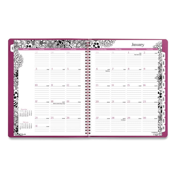 MEAD PRODUCTS Floradoodle Weekly/Monthly Professional Planner, Floral Artwork, 11 x 8.5, Black/White Cover, 12-Month (Jan-Dec): 2026 (AAG589905) thumbnail 3