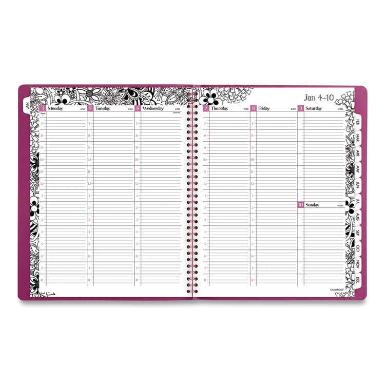MEAD PRODUCTS Floradoodle Weekly/Monthly Professional Planner, Floral Artwork, 11 x 8.5, Black/White Cover, 12-Month (Jan-Dec): 2026 (AAG589905) thumbnail 2