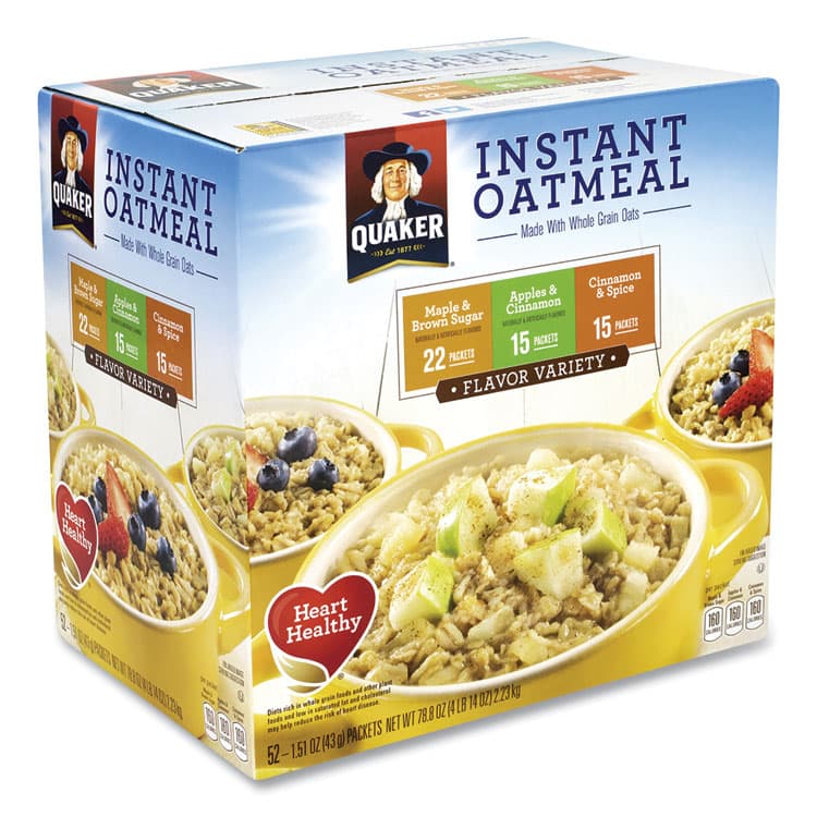 QUAKER OATS COMPANY Instant Oatmeal, Assorted Varieties, 1.51 oz Envelope, 52/Carton (GRR22000482)