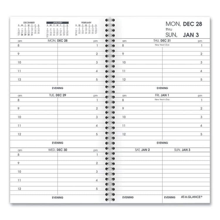 AT-A-GLANCE Weekly Appointment Book Refill Hourly Ruled, 6.25 x 3.25, White Sheets, 12-Month (Jan to Dec): 2026 (AAG7090410)