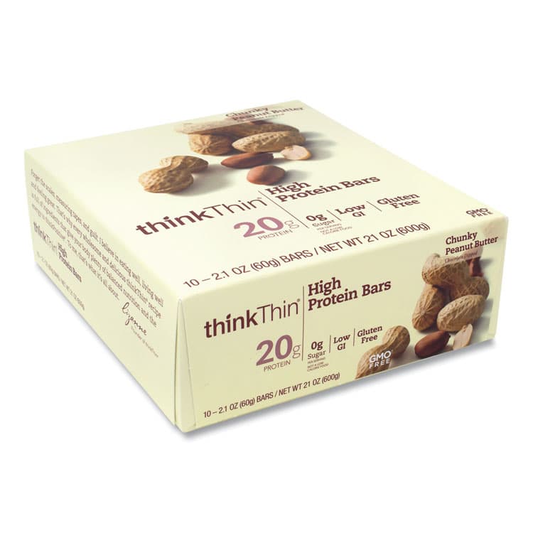 THINK! High Protein Bars, Chunky Peanut Butter, 2.1 oz Bar, 10 Bars/Carton (GRR20902477) thumbnail 2