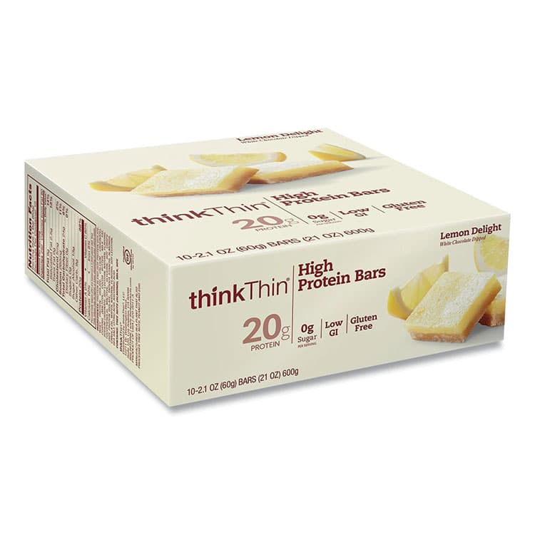 THINK! High Protein Bars, Lemon Delight, 2.1 oz Bar, 10 Bars/Carton (GRR20902479)