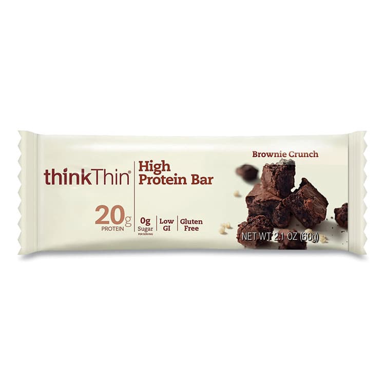 THINK! High Protein Bars, Brownie Crunch, 2.1 oz Bar, 10 Bars/Carton (GRR20902478) thumbnail 2