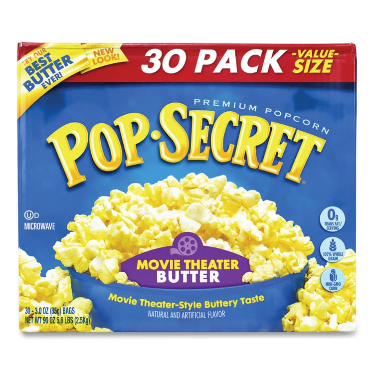 DIAMOND FOODS Microwave Popcorn, Movie Theater Butter, 3 oz Bags, 30/Carton (GRR22000633)