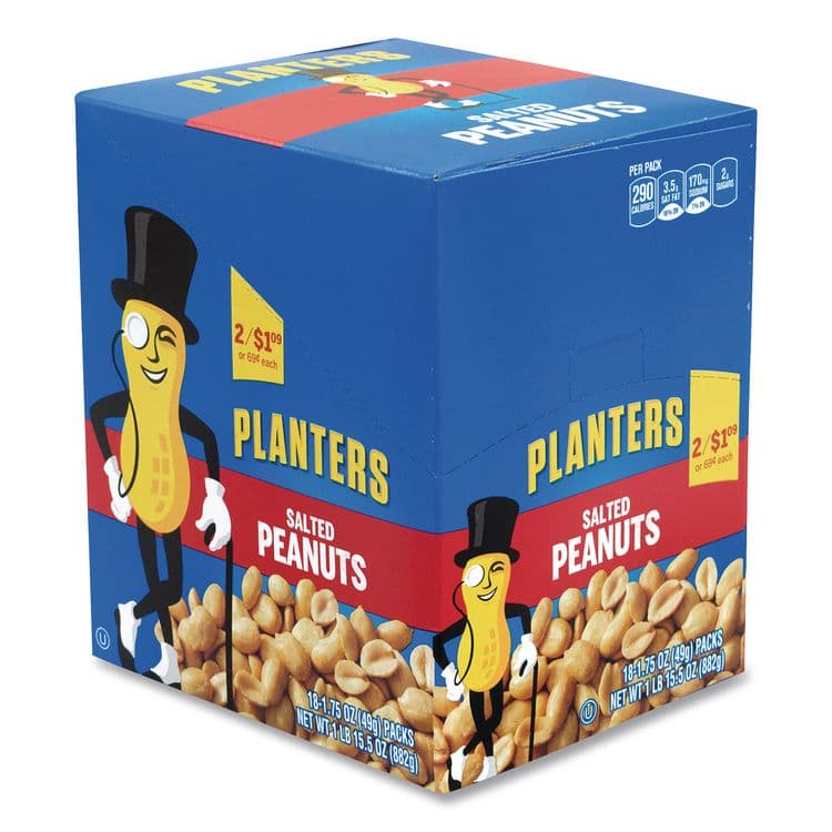 KRAFT FOODS, Salted Peanuts, 1.75 oz Pack, 18 Packs/Box (GRR20900627)