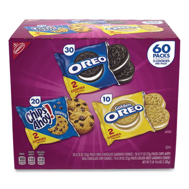 NABISCO FOOD GROUP Cookie Variety Pack, Assorted Flavors, 0.77 oz Pack, 60 Packs/Carton (GRR22000729)