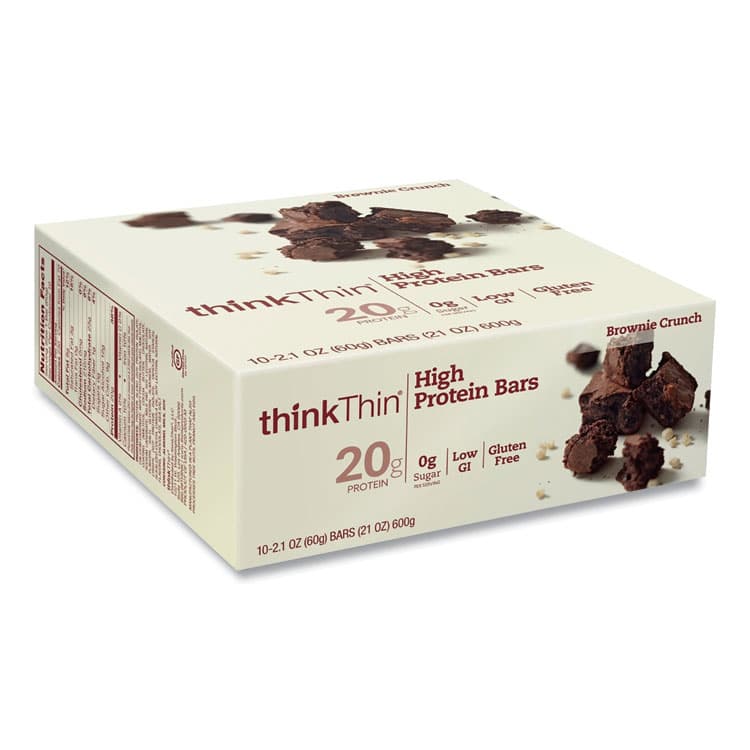THINK! High Protein Bars, Brownie Crunch, 2.1 oz Bar, 10 Bars/Carton (GRR20902478)