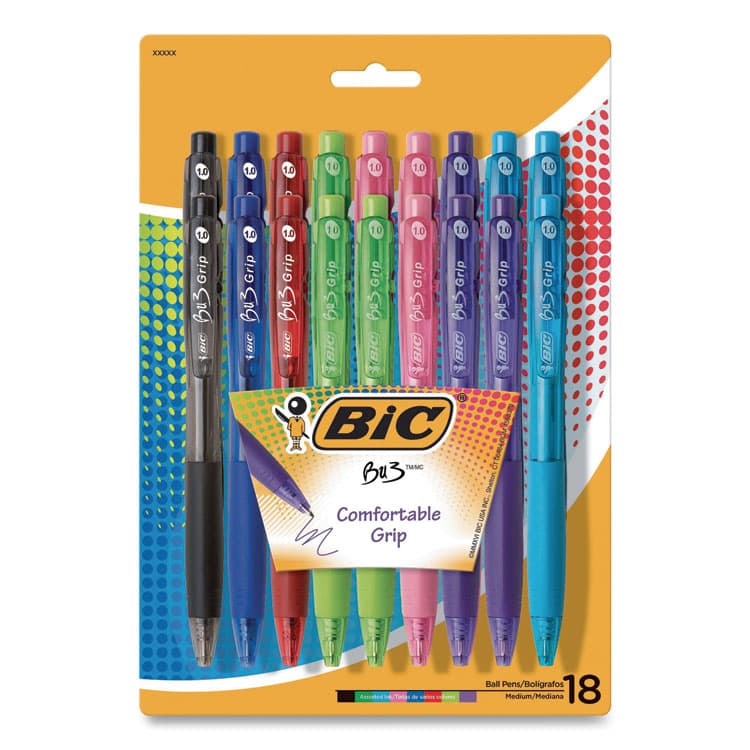 BIC CORP. BU3 Ballpoint Pen, Retractable, Medium 1 mm, Assorted Fashion Ink and Barrel Colors, 18/Pack (BICWX7ST272AST)