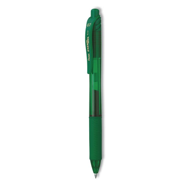 PENTEL OF AMERICA EnerGel-X Gel Pen, Retractable, Medium 0.7 mm, Green Ink, Translucent Green/Green Barrel, Dozen (PENBL107DDZ) thumbnail 3