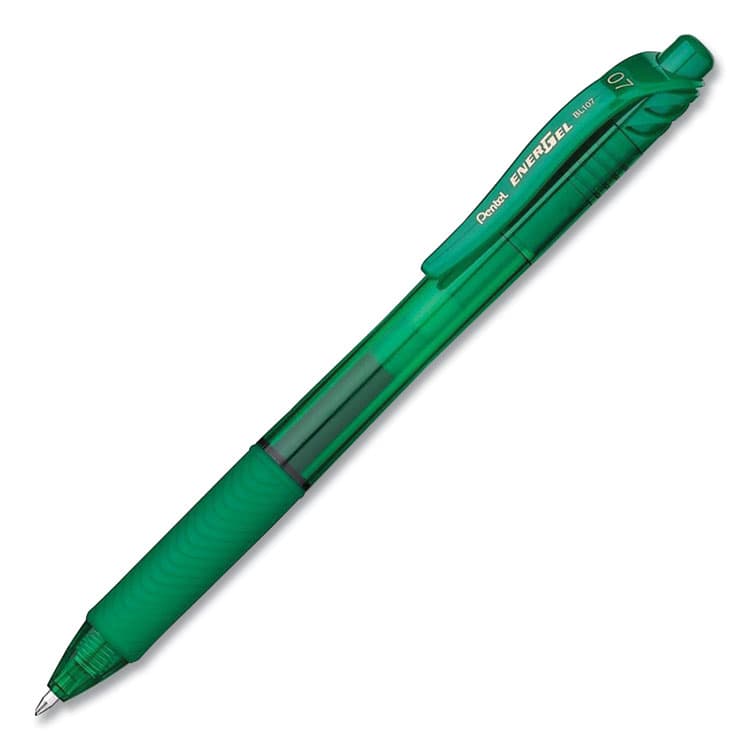 PENTEL OF AMERICA EnerGel-X Gel Pen, Retractable, Medium 0.7 mm, Green Ink, Translucent Green/Green Barrel, Dozen (PENBL107DDZ) thumbnail 2