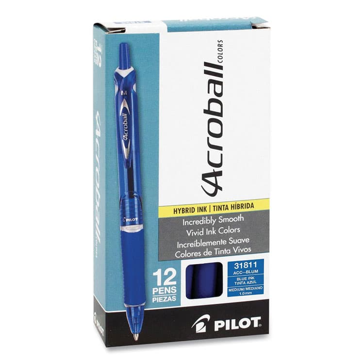 PILOT CORP. OF AMERICA Acroball Colors Advanced Ink Hybrid Gel Pen, Retractable, Medium 1 mm, Blue Ink, Translucent Blue/Blue Barrel, Dozen (PIL31811) thumbnail 2