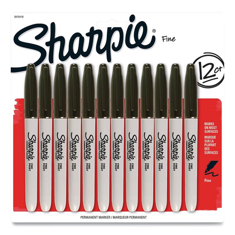 SANFORD Fine Bullet Tip Permanent Marker, Black, Dozen (SAN1812419) thumbnail 2