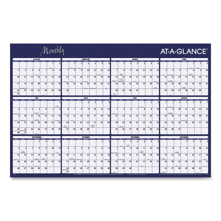 AT-A-GLANCE Reversible Horizontal Erasable Wall Planner, 48 x 32, Assorted Sheet Colors, 12-Month (Jan to Dec): 2026 (AAGA152) thumbnail 2