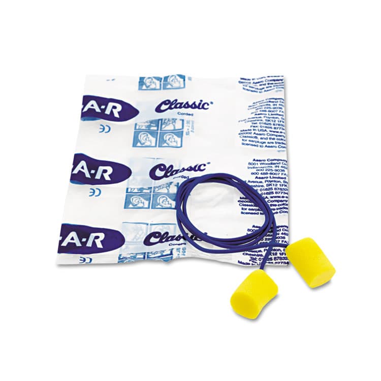 3M/COMMERCIAL TAPE DIV. E-A-R Classic Earplugs, Corded, PVC Foam, Yellow, 200 Pairs/Box (MMM3111101) thumbnail 4