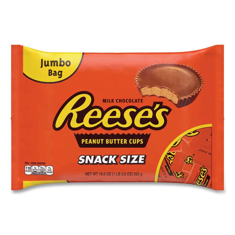THE HERSHEY COMPANY Snack Size Peanut Butter Cups, Jumbo Bag, 19.5 oz Bag (GRR24600012)