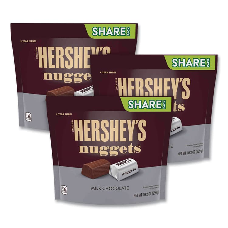 THE HERSHEY COMPANY Nuggets Share Pack, Milk Chocolate, 10.2 oz Bag, 3/Pack (GRR24600441)