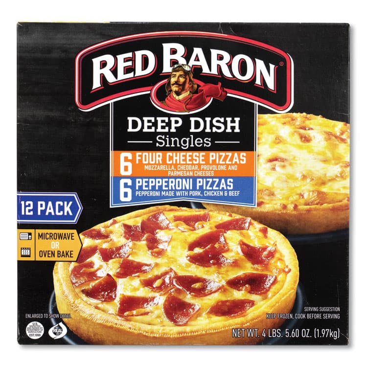 SCHWAN'S CONSUMER BRANDS, . Deep Dish Pizza Singles Variety Pack, Four Cheese/Pepperoni, 5.5 oz Pack, 12 Packs/Carton (GRR90300007)