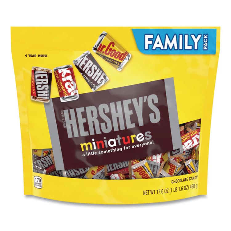 THE HERSHEY COMPANY Miniatures Variety Family Pack, Assorted Chocolates, 17.6 oz Bag (GRR24600427)