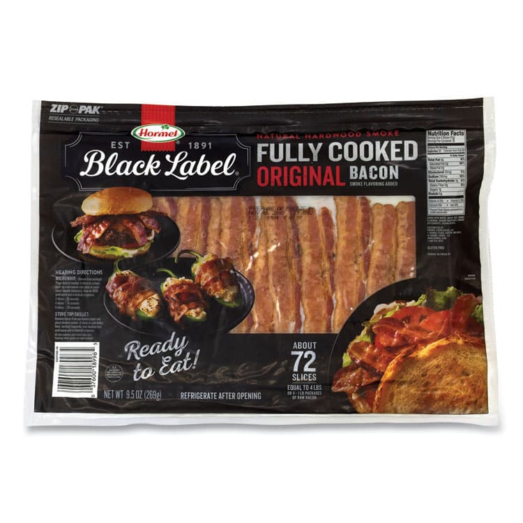 HORMEL FOODS, LLC Fully Cooked Bacon, Original, 9.5 oz Package, Approximately 72 Slices/Carton (GRR90200109)