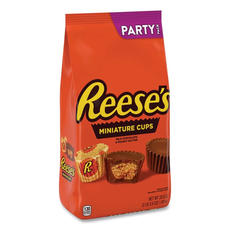 THE HERSHEY COMPANY Peanut Butter Cups Miniatures Party Pack, Milk Chocolate, 35.6 oz Bag (GRR24600412)