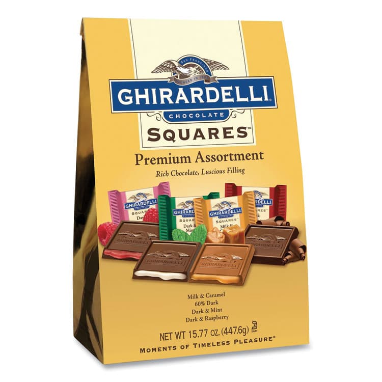 GHIRARDELLI Premuim Assorted Dark and Milk Chocolate Squares, 15.77 oz Bag (GRR30001036)