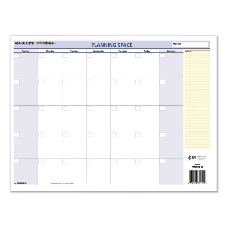 AT-A-GLANCE QuickNotes Mini Erasable Wall Planner, 16 x 12, White/Blue/Yellow Sheets, 12-Month (Jan to Dec): 2026 (AAGPM550B28) thumbnail 2