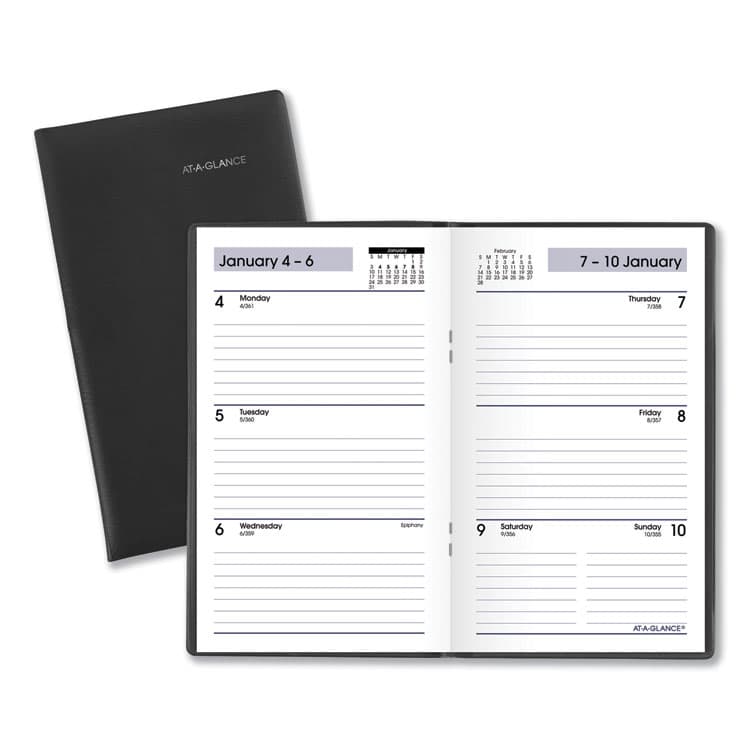 AT-A-GLANCE DayMinder Weekly Pocket Planner, 6 x 3.5, Black Cover, 12-Month (Jan to Dec): 2026 (AAGSK4800)